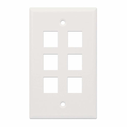 Intellinet 6-Outlet Keystone Wall Plate, Ivory