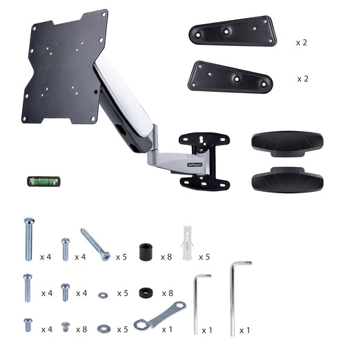 StarTech.com VESA TV Wall Mount, Adjustable Full Motion TV Wall Mount For 23"-55" Displays, Slim TV Mounting Bracket Supports 66lb (30kg), Extendable/Tilting/Swivel TV Wall Mount