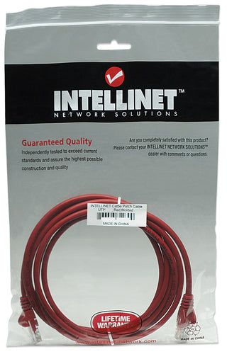Intellinet Network Patch Cable, Cat5e, 7.5m, Red, CCA, U/UTP, PVC, RJ45, Gold Plated Contacts, Snagless, Booted, Lifetime Warranty
