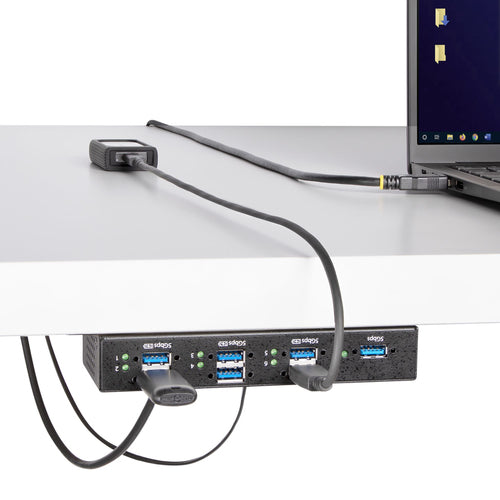 StarTech.com 7-Port Managed USB Hub with 7x USB-A, Heavy Duty with Metal Industrial Housing, ESD & Surge Protection, Wall/Desk/Din-Rail Mountable, USB 3.0/3.1/3.2 Gen 1 5Gbps - TAA