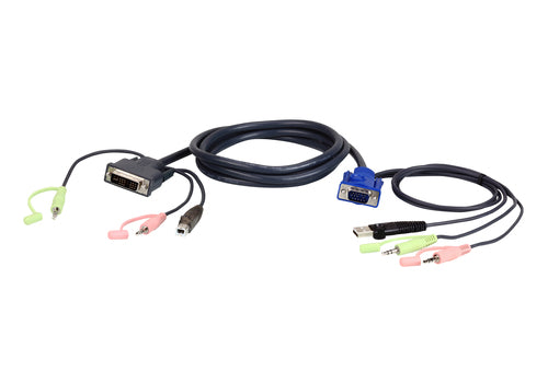 ATEN VGA USB to DVI 3m KVM cable Black, Blue, Green, Pink