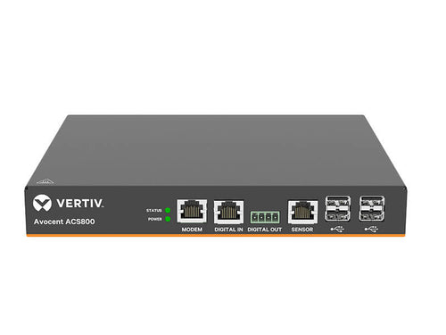 Vertiv Avocent 4-Port ACS800 Serial Console with analog modem, external AC/DC Power Brick - Global Datacenter PDU Power Cord