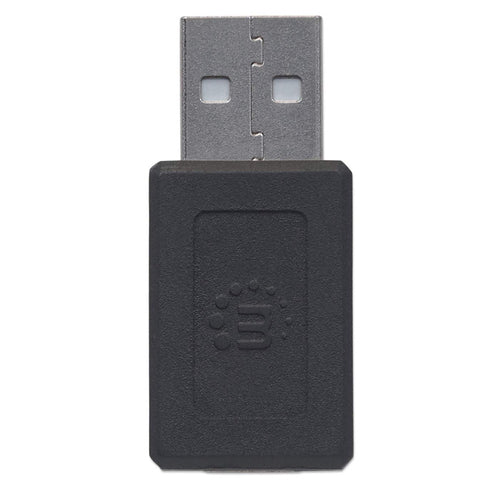 Manhattan USB-C to USB-A Adapter, Female to Male, 480 Mbps (USB 2.0), Hi-Speed USB, Black, Lifetime Warranty