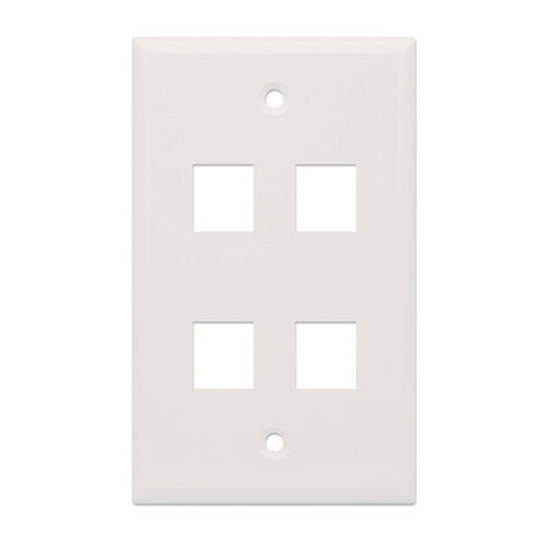Intellinet 4-Outlet Keystone Wall Plate, Ivory