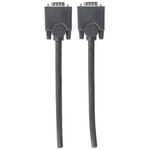 Manhattan VGA Monitor Cable, 3m, Black, Male to Male, HD15, Cable of higher SVGA Specification (fully compatible), Fully Shielded, Lifetime Warranty