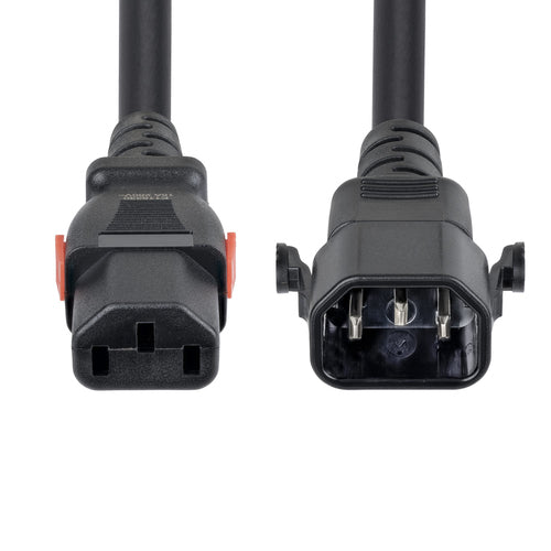 StarTech.com 6ft (1.8m) Heavy Duty Power Extension Cord, Locking C14 to Locking C13, PDU Power Cord, 15A 250V, 14AWG, AC Power Cable Extension, TAA Compliant, UL Listed