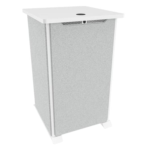 Middle Atlantic Products Forum Side Cart Rack, 20RU, 27" Deep, Wilsonart Designer White, White Powdercoat, Silver Gray Felt