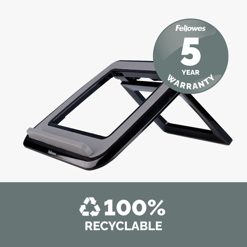 Fellowes Laptop Stand for Desk - I-Spire Quick Lift Adjustable Laptop Stand for the Home and Office - Portable Laptop Stand with 7 Height Adjustments - Max Monitor Size 17", Max Weight 4KG - Black
