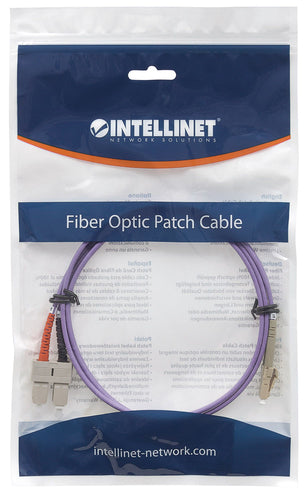 Intellinet Fiber Optic Patch Cable, OM4, LC/SC, 3m, Violet, Duplex, Multimode, 50/125 µm, LSZH, Fibre, Lifetime Warranty