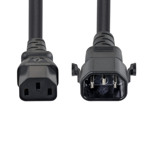 StarTech.com 10ft (3m) Heavy Duty Power Extension Cord, Locking C14 to C13, PDU Power Cord, 15A 250V, 14AWG, AC Power Cable Extension, TAA Compliant, UL Listed