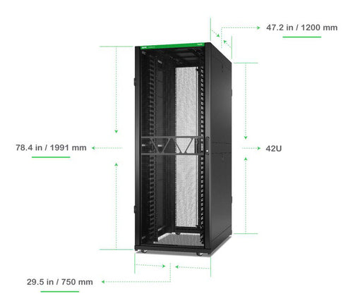 APC NetShelter SX, Networking Rack Enclosure, 42U, 1991H x 750W x 1200D mm, with Sides, Black