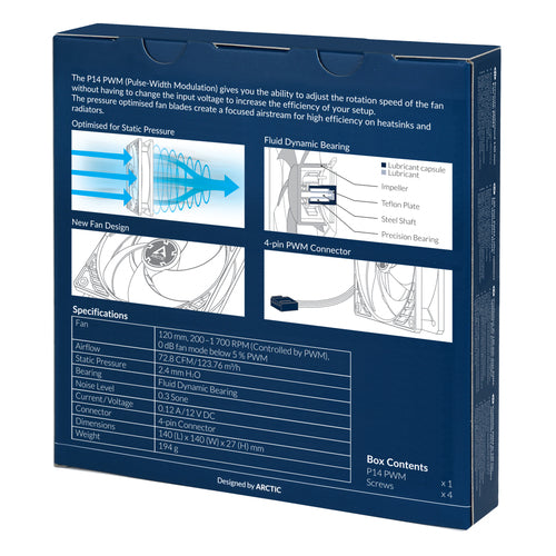 ARCTIC P14 PWM Pressure-optimised 140 mm Fan with PWM