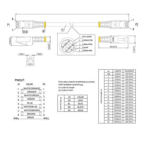 StarTech.com 2ft CAT6a Ethernet Cable - 10 Gigabit Shielded Snagless RJ45 100W PoE Patch Cord - 10GbE STP Network Cable w/Strain Relief - Gray Individually Tested/Wiring is UL Certified/TIA