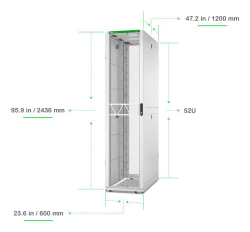 APC NetShelter SX, Server Rack Enclosure, Gen 2, 52U, 2436H x 600W x 1200D mm, White