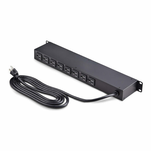 StarTech.com 8-Outlet Horizontal Rack Mount PDU, 1U Power Strip, Individual Outlet On/Off Switches with Covers, 15A Circuit Breaker, 8ft/2.4m Cord, NEMA 5-15P/R