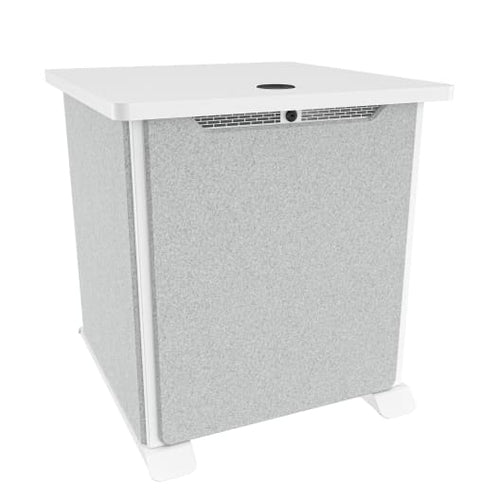 Middle Atlantic Products Forum Side Cart Rack, 12RU, 27" Deep, Wilsonart Designer White, White Powdercoat, Silver Gray Felt