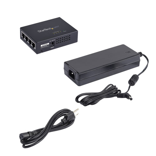 StarTech.com 4-Port Gigabit Midspan, PoE+ Injector, 802.3at and 802.3af, Wall-Mountable Power over Ethernet Midspan, Up to 30.8 Watts per port, Plug-and-Play, TAA
