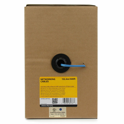 StarTech.com Bulk Cat 5e Ethernet Cable - 1000 ft. - Solid - Plenum CMP - Blue - TAA Compliant