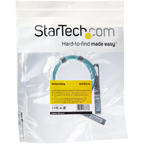 StarTech.com Dell EMC AOC-SFP-10G-2M Compatible 2m/6.5ft 10G SFP+ to SFP+ AOC Cable - 10GbE SFP+ Active Optical Fiber - 10Gbps SFP Plus/Mini GBIC/Transceiver Module Cable - Z9100 ~Dell EMC AOC-SFP-10G-2M Compatible 2m/6.5ft 10G SFP+ to SFP+ AOC Cable -