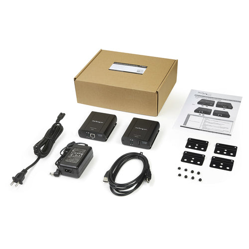 StarTech.com USB 2.0 Extender over Cat5/Cat5e/Cat6 Ethernet Cable (RJ45) - 330ft/100m Industrial USB Extender Adapter Kit w/ ESD Protection & Metal Case - Externally Powered - 480 Mbps