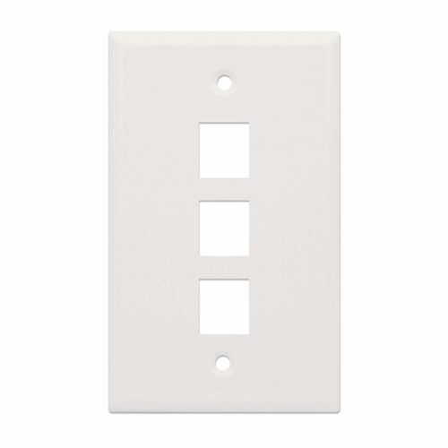 Intellinet 3-Outlet Keystone Wall Plate, Ivory