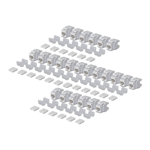 StarTech.com Cat6 Keystone Jack, 24-Pack RJ45 Ethernet Keystone Jacks, UTP Cat6 Wall Jack, 180-Degree 110 Punch Down, White