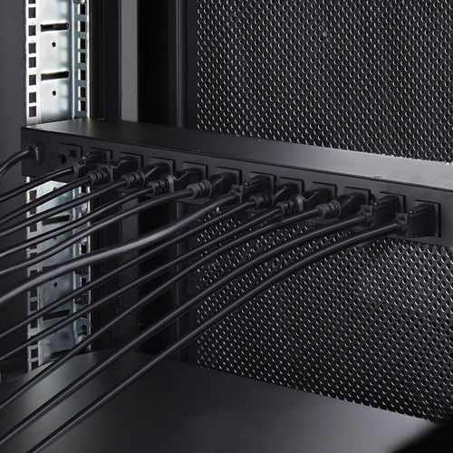 StarTech.com 16-Outlet Horizontal Rack Mount Metered PDU, 1U Server Power Strip w/Surge Protector, 125V/15A, 8ft (2.4m) Power Cable, Power Distribution Unit, TAA