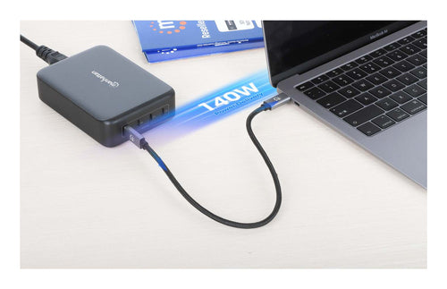 Manhattan 4-Port GaN USB Power Delivery Charging Station - 240 W / PD 3.1, Four USB-C PD Ports with up to 140 W per Port, 240 W Total Output, Power Delivery 3.1, Black