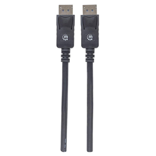 Manhattan DisplayPort 1.1 Cable, 1080p@60Hz, 2m, Male to Male, With Latches, Fully Shielded, Black, Lifetime Warranty