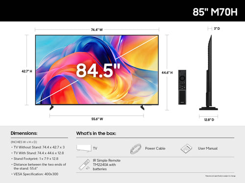 Samsung UN85M70HAFXZA TV 2.16 m (85") 4K Ultra HD Smart TV Wi-Fi Black