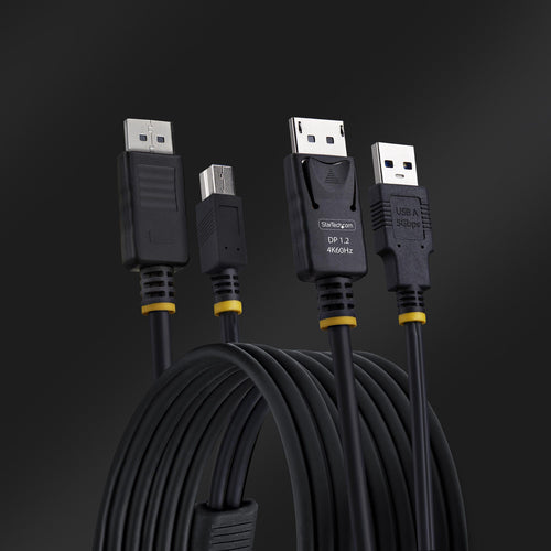 StarTech.com 6ft (1.8m) DisplayPort and USB 5Gbps KVM Cable, 4K 60Hz, Universally Compatible DP 1.2/USB 3.0 Combo Cable for KVM Switches