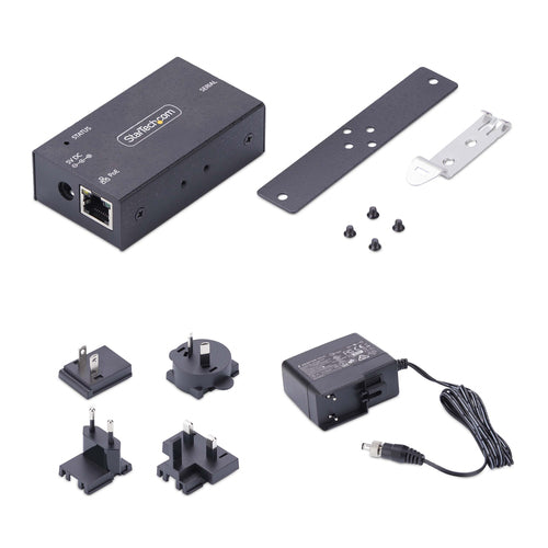 StarTech.com 1-Port Serial to Ethernet Adapter, 802.3af PoE IP Serial Device Server For Remote RS232 Devices, Wall/DIN Rail Mountable, RJ45 LAN to DB9 Serial Converter, TAA