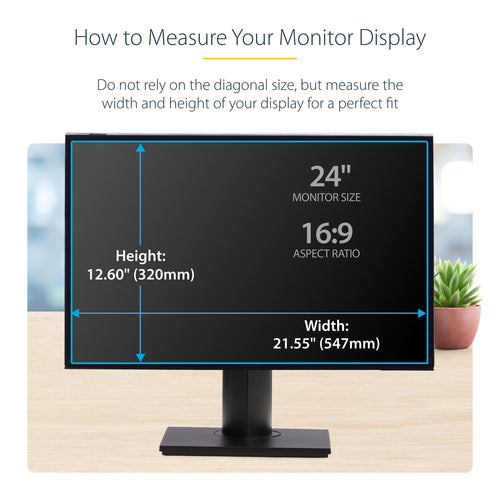StarTech.com 24-inch 16:9 Computer Monitor Privacy Screen, Hanging Acrylic Filter, Quick-Install Security Shield, Monitor Screen Protector, +/- 30 Deg. View, Glossy