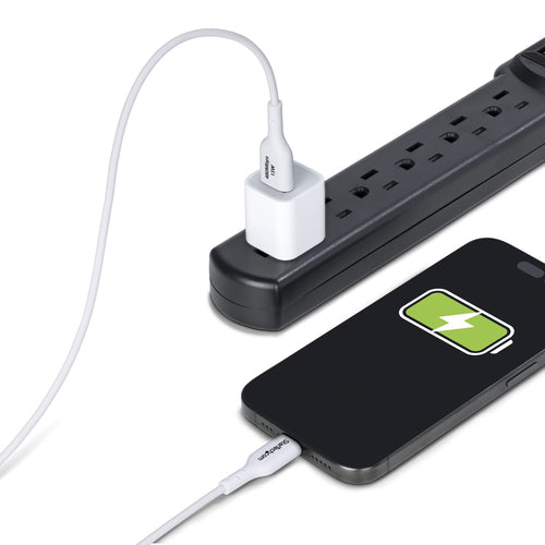 StarTech.com 6ft (1.8m) USB-A to USB-C Charging Cable, Charge & Sync, 3A, USB 2.0, TPE Jacket - White USB Charging Cord