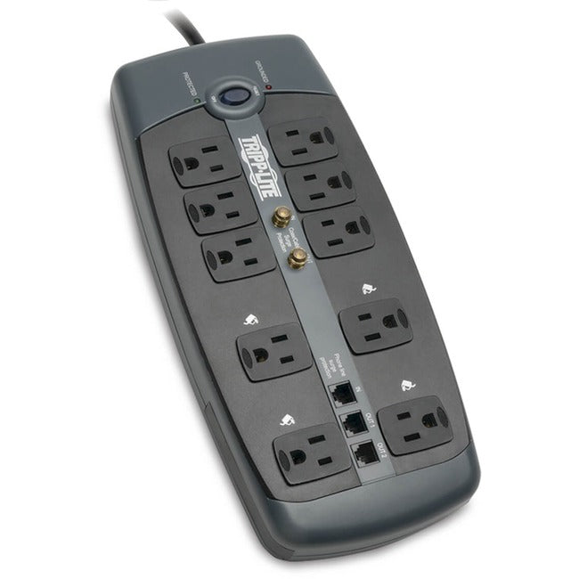 Tripp Lite Protect It! 10-Outlet Surge Protector 8 ft. (2.43 m) Cord 3345 Joules Tel/Modem/Coaxial Protection