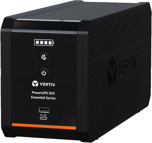 Vertiv PowerUPS 200 Essential PSA6E-800LVT-IEC, 800VA/450W, AVR, User-Replaceable Batteries, Battery Backup, 6 NEMA Outlets, Two-Year Warranty