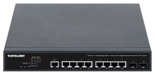 Intellinet 10-Port L2+ Fully Managed PoE++ Switch with 8 Gigabit Ethernet Ports and 2 SFP Uplinks