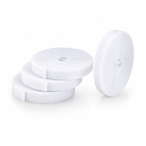 StarTech.com 4-pack 15ft (4.6m) Hook and Loop Roll, 0.5in Wide, White, Cut-to-Size Reusable Cable Ties, Fastener Tape, Adjustable Fabric Wraps, Bulk Roll