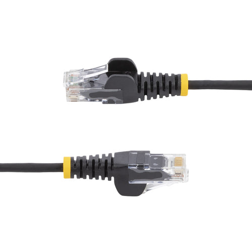 StarTech.com 2ft Black Slim CAT6 Ethernet Cable, Snagless, 100W PoE, UTP, LSZH, 28AWG Pure Bare Copper Wire, Slim RJ45 Network Patch Cord w/Strain Reliefs, Individually Tested