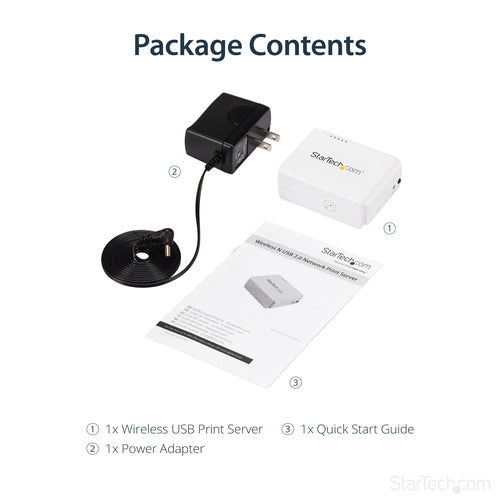 StarTech.com 1 Port USB Wireless N Network Print Server with 10/100 Mbps Ethernet Port - 802.11 b/g/n