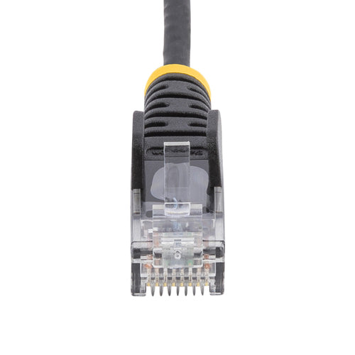 StarTech.com 6in Black Slim CAT6 Cable, 10 Pack, Snagless, 100W PoE, UTP, LSZH, 28AWG Pure Bare Copper Wire, Slim RJ45 Network Patch Cord w/Strain Reliefs, Individually Tested