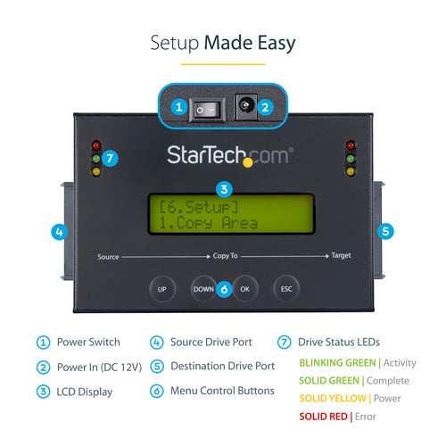 StarTech.com 1:1 Standalone Hard Drive Duplicator with Disk Image Manager For Backup and Restore, Store Several Disk Images on one 2.5/3.5" SATA Drive, HDD/SSD Cloner, No PC Required