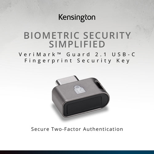 Kensington VeriMark Guard 2.1 USB-C Fingerprint Security Key-FIDO2, WebAuthn/CTAP2.1, FIDO U2F-Cross Platform