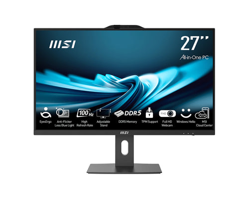 MSI Pro AP272P 14M-603US Intel® Core™ i5 i5-14400 68.6 cm (27") 1920 x 1080 pixels All-in-One PC 8 GB DDR5-SDRAM 1 TB SSD Windows 11 Home Wi-Fi 6E (802.11ax) Black