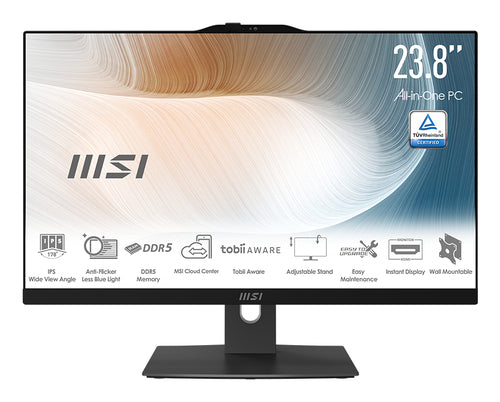 MSI Modern AM242TP 1M-1092US Intel® Core™ i7 150U 60.5 cm (23.8") 1920 x 1080 pixels Touchscreen All-in-One PC 32 GB LPDDR5-SDRAM 1 TB SSD Windows 11 Pro Wi-Fi 6E (802.11ax) Black