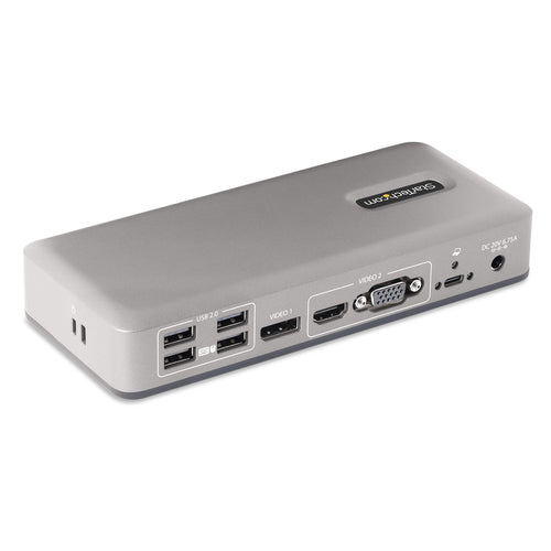 StarTech.com Dual-Monitor USB-C Docking Station, DisplayPort & HDMI or VGA, Multi Monitor Dock up to 4K 60Hz - USB 3.2/3.1 (5Gbps) Type-C Dock - 7x USB Hub, 85W PD, Windows & ChromeOS