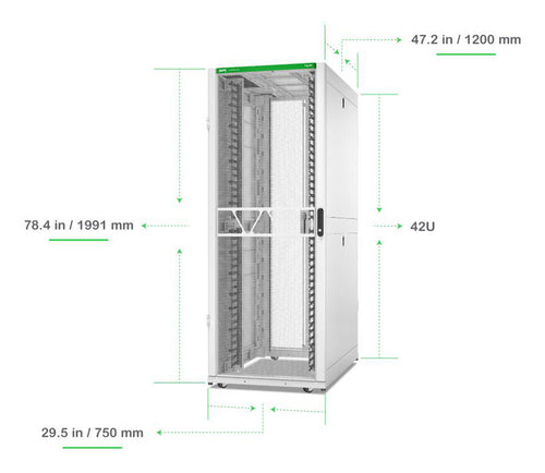 APC NetShelter SX, Networking Rack Enclosure, 42U, 1991H x 750W x 1200D mm, with Sides, White