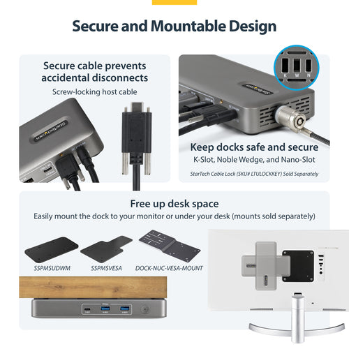 StarTech.com USB4 Docking Station, Driverless Dual 4K for macOS and Windows, Universal USB-C Dock with 100W Laptop Charging and 2.5GbE