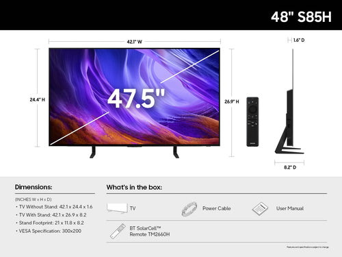 Samsung QN48S85HAEXZA TV 121.9 cm (48") 4K Ultra HD Smart TV Wi-Fi Black