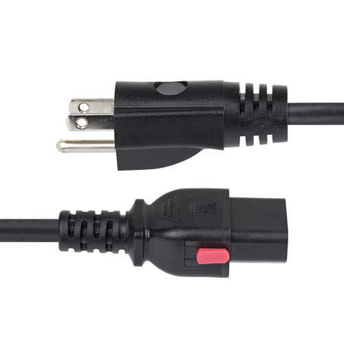 StarTech.com 15ft (4.5m) Computer Power Cord, NEMA 5-15P to Locking C13 AC Power Cable, 125V 10A, 18AWG, Replacement Computer/Monitor Power Cord, ETL Listed